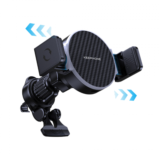 Suport auto, cu prindere in ventilatie si ventuza pentru parbriz, pentru telefon cu incarcare wireless - KEEPHONE KEVLARTAP