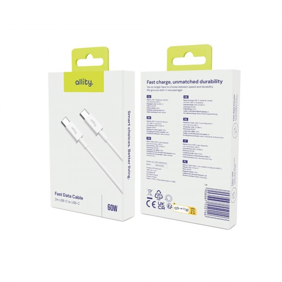 Cablu de date / incarcare rapida Allity 2m alb Type C - Type C