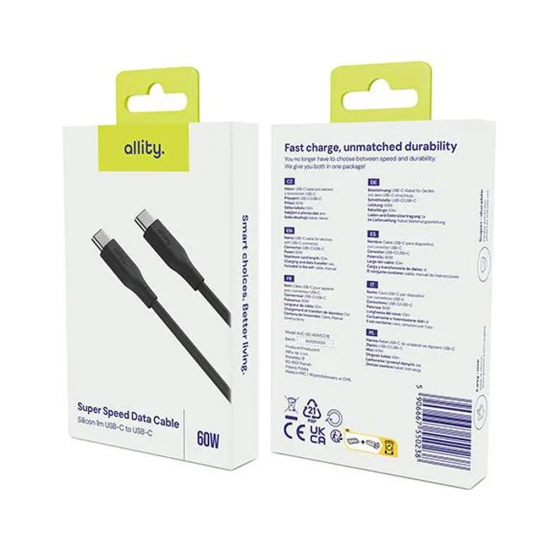 Cablu de date / incarcare rapida Allity 1m negru Type C - Type C