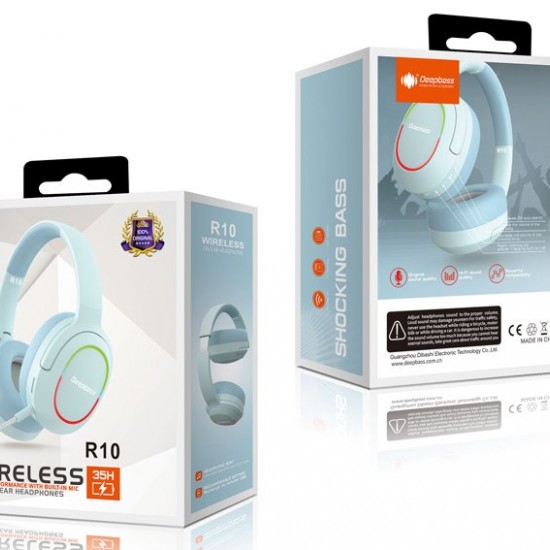 Casti On-Ear Wireless Stereo pliabile - Deepbass R10 Albastru
