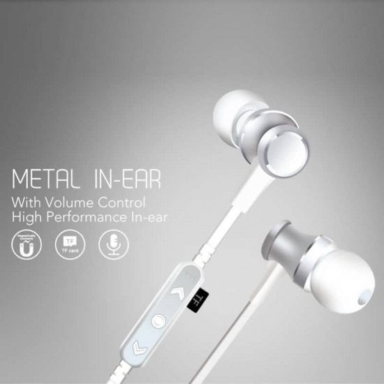Casti metalice Deepbass D-22 In-Ear Wireless Bluetooth - Alb