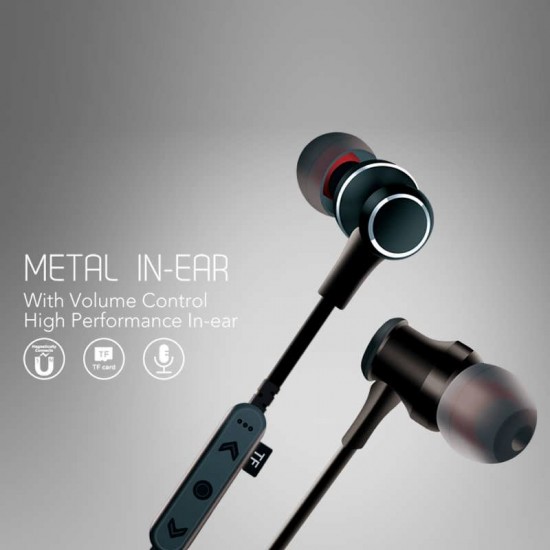 Casti metalice Deepbass D-22 In-Ear Wireless Bluetooth - Negru