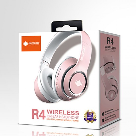 Casti On-Ear Wireless cu Bluetooth Deepbass R4- Roz