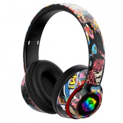 Casti On-Ear cu Bluetooth 5.1 - Neon Graffiti L750 - Negru