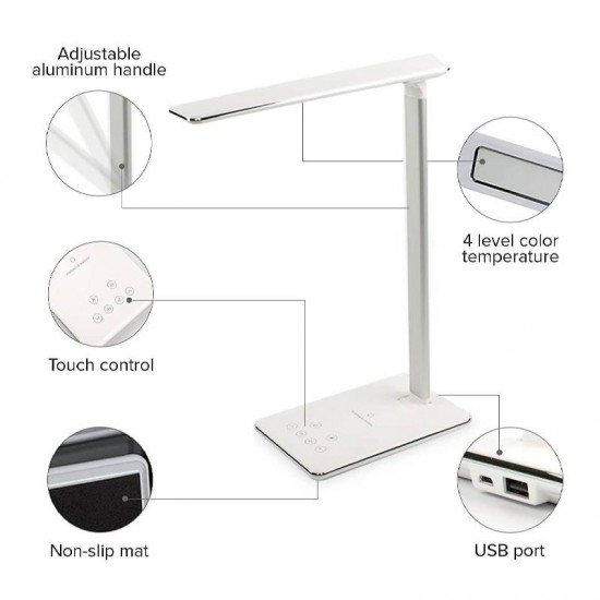 Lampa de birou LED cu incarcare wireless si control touch - Bilitong WD102