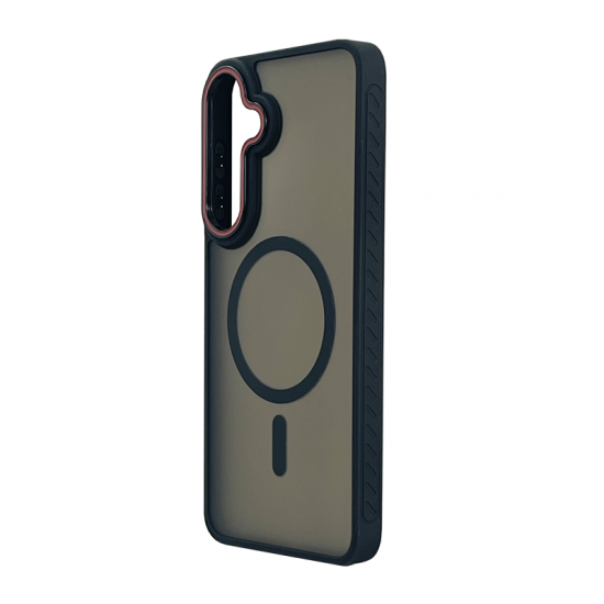 Husa spate pentru Samsung Galaxy S25 Matte Case Magsafe - Semitransparent/Negru