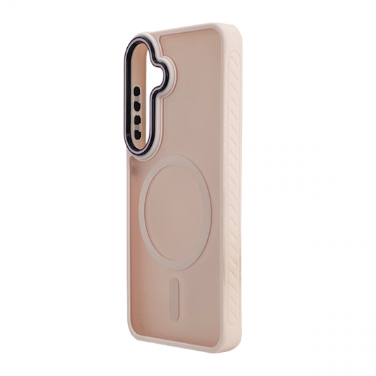 Husa spate pentru Samsung Galaxy S25 Matte Case Magsafe - Semitransparent/Roz