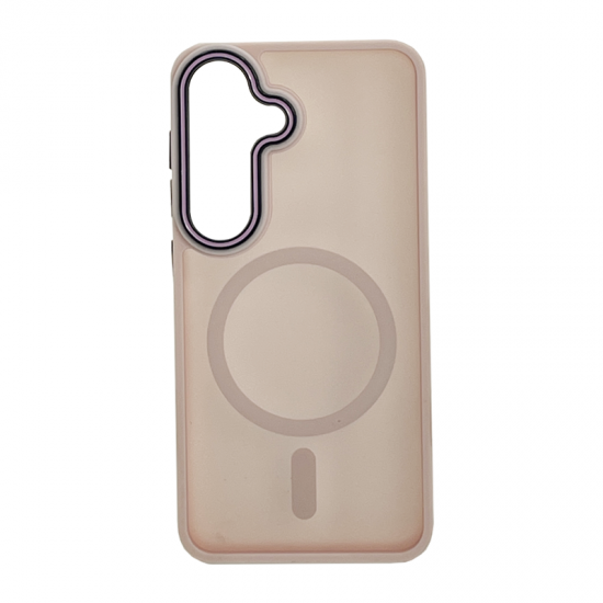 Husa spate pentru Samsung Galaxy S25 Matte Case Magsafe - Semitransparent/Roz