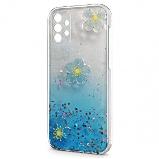 Husa spate pentru Samsung Galaxy A53 5G - 3D Flower Case Albastru
