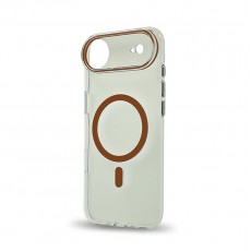 Husa spate pentru iPhone 17 Air Berlia Sheen Magsafe - Transparent/Portocaliu