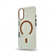 Husa spate pentru iPhone 17 Berlia Sheen Magsafe - Transparent/Portocaliu