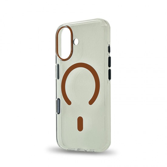 Husa spate pentru iPhone 17 Berlia Sheen Magsafe - Transparent/Portocaliu