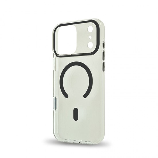 Husa spate pentru iPhone 17 Pro Berlia Sheen Magsafe - Transparent/Gri inchis