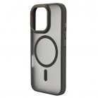 Husa spate pentru iPhone 15 Pro Max Berlia Matte Magsafe - Semitransparent/Gri
