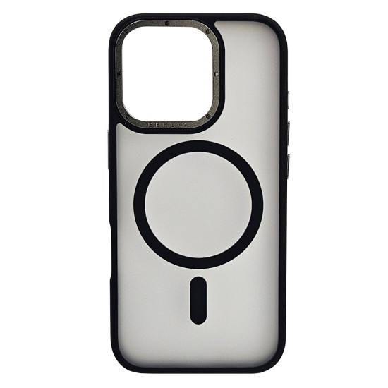 Husa spate pentru iPhone 16 Pro Berlia Matte Magsafe - Semitransparent/Negru