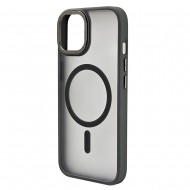 Husa spate pentru iPhone 15 Berlia Matte Magsafe - Semitransparent/Gri