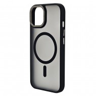 Husa spate pentru iPhone 15 Berlia Matte Magsafe - Semitransparent/Negru