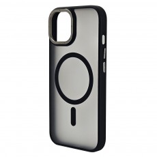 Husa spate pentru iPhone 15 Berlia Matte Magsafe - Semitransparent/Negru Husa spate pentru iPhone 15 Berlia Matte Magsafe - Semitransparent/Negru