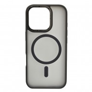 Husa spate pentru iPhone 16 Pro Berlia Matte Magsafe - Semitransparent/Gri