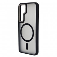 Husa spate pentru Samsung Galaxy S25 Berlia Matte Magsafe - Semitransparent/Negru