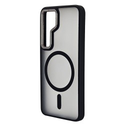 Husa spate pentru Samsung Galaxy S25 Berlia Matte Magsafe - Semitransparent/Negru