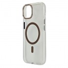 Husa spate pentru iPhone 14 Berlia Sheen Magsafe - Transparent/Maro