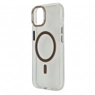 Husa spate pentru iPhone 14 Berlia Sheen Magsafe - Transparent/Maro