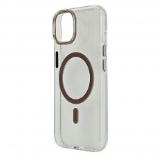Husa spate pentru iPhone 14 Berlia Sheen Magsafe - Transparent/Maro