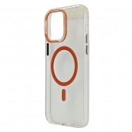 Husa spate pentru iPhone 16 Pro Max Berlia Sheen Magsafe - Transparent/Portocaliu