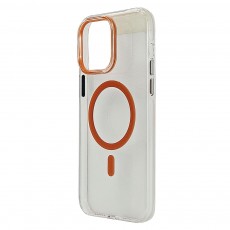Husa spate pentru iPhone 16 Pro Max Berlia Sheen Magsafe - Transparent/Portocaliu