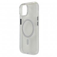 Husa spate pentru iPhone 15 Berlia Sheen Magsafe - Transparent/Alb