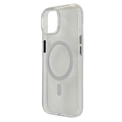 Husa spate pentru iPhone 15 Berlia Sheen Magsafe - Transparent/Alb