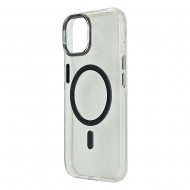 Husa spate pentru iPhone 15 Berlia Sheen Magsafe - Transparent/Gri inchis