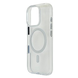 Husa spate pentru iPhone 16 Pro Berlia Sheen Magsafe - Transparent/Alb