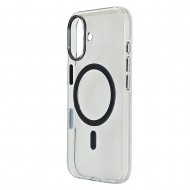 Husa spate pentru iPhone 16 Berlia Sheen Magsafe - Transparent/Gri inchis