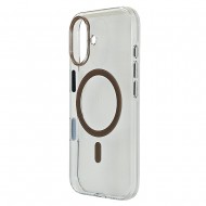 Husa spate pentru iPhone 16 Berlia Sheen Magsafe - Transparent/Maro