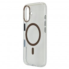 Husa spate pentru iPhone 16 Berlia Sheen Magsafe - Transparent/Maro