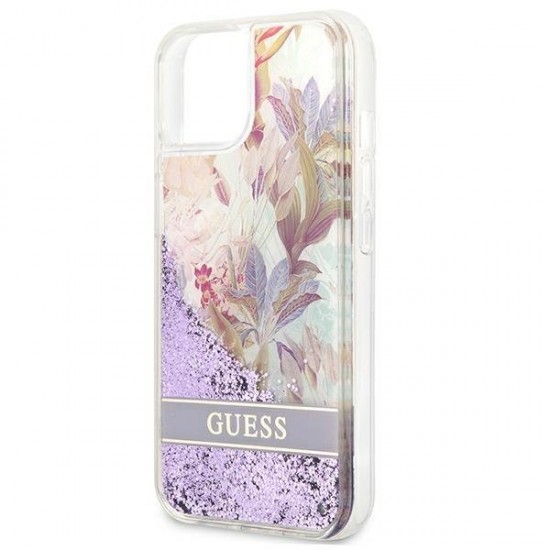 Husa spate pentru iPhone 13 - Guess Liquid Glitter Flower