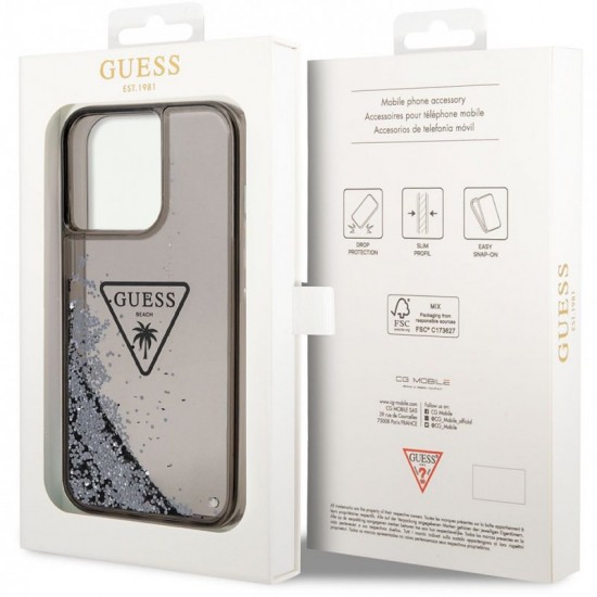 Husa spate pentru iPhone 14 Pro Max - Guess Liquid Glitter Negru