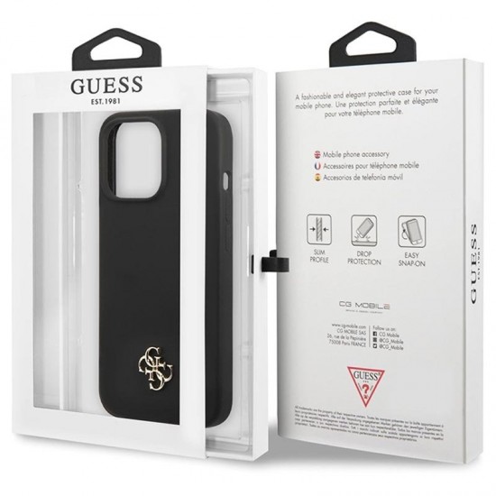 Husa spate pentru iPhone 13 Pro - Guess Metal Logo Negru