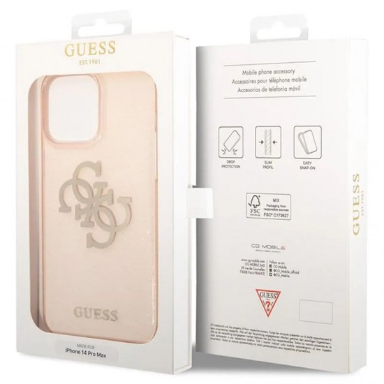 Husa spate pentru iPhone 14 Pro Max - Guess Solid Glitter Roz