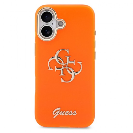 Husa spate pentru iPhone 17 Guess Metal Logo - Portocaliu