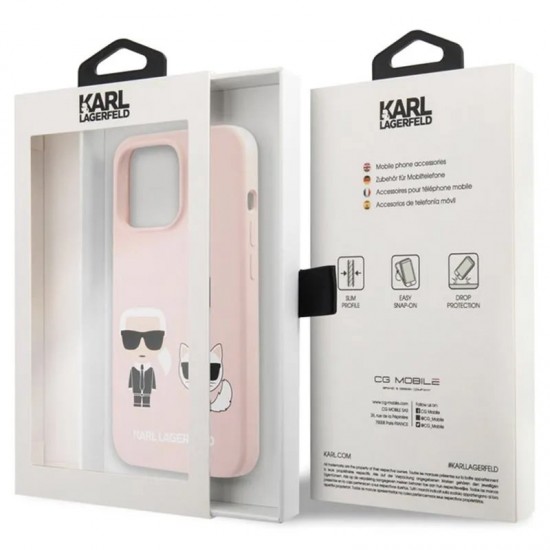 Husa spate pentru iPhone 13 Pro Max - Silicon Choupette  Karl Lagerfeld Roz