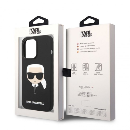 Husa spate pentru iPhone 13 Pro Max - Iconic Silicon Karl Lagerfeld Negru