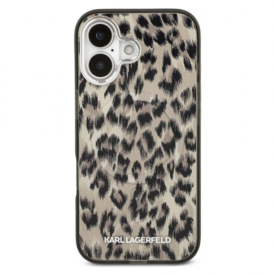 Husa spate pentru iPhone 17 Karl Lagerfeld Leopard Magsafe - Maro