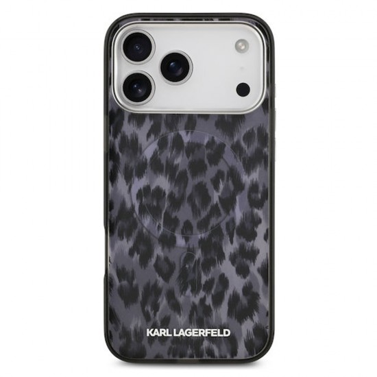 Husa spate pentru iPhone 17 Pro Karl Lagerfeld Leopard Magsafe - Gri