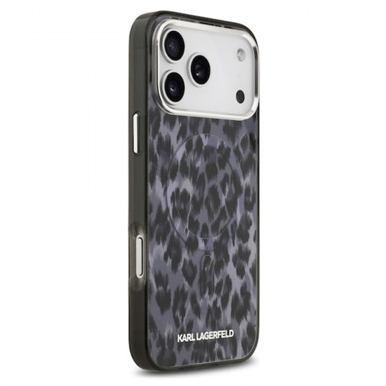 Husa spate pentru iPhone 17 Pro Karl Lagerfeld Leopard Magsafe - Gri