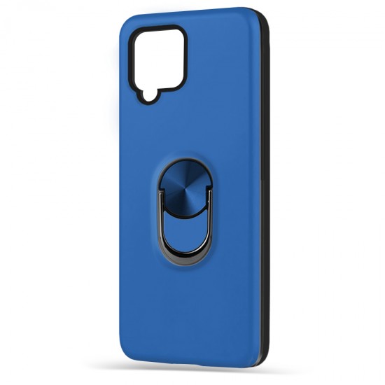 Husa spate pentru Samsung Galaxy A12 - WOOP Ring Case Albastru