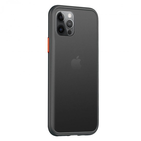 Husa spate pentru iPhone 12 Pro Max - Button Case Negru / Rosu
