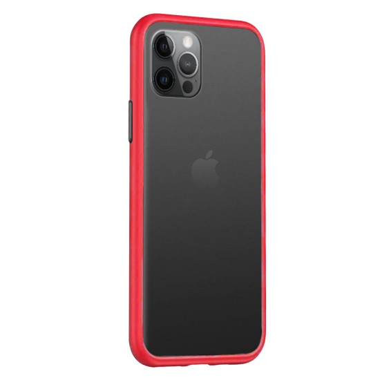 Husa spate pentru iPhone 12 Pro Max - Button Case Rosu / Negru